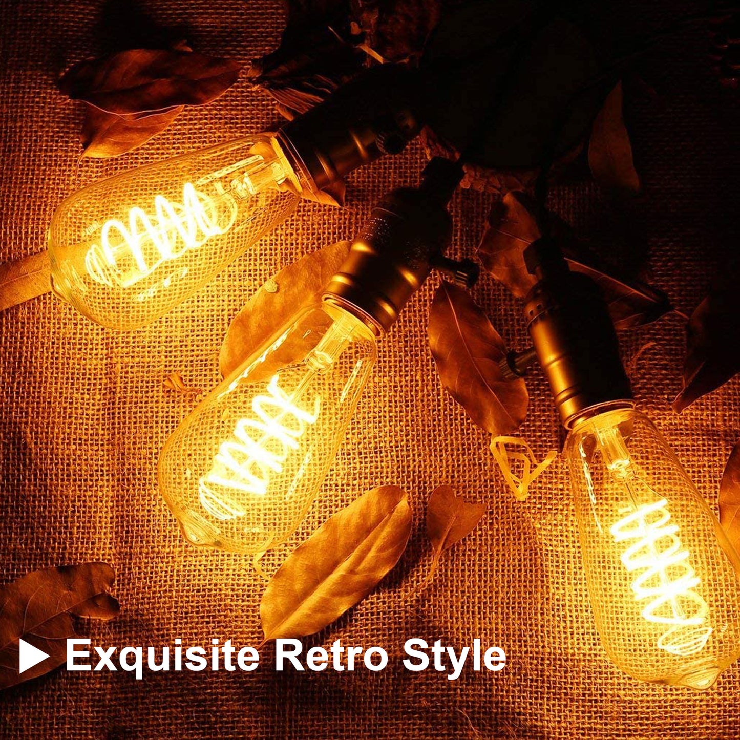 Edison Light Bulbs Dimmable 4W(40W Equivalent) - Warm White 2400K LED Vintage Light Bulbs,E26 Base,300LM, Antique Filament Amber Light Bulbs for Home,Cafe,Bar,Bedroom,6-Pack