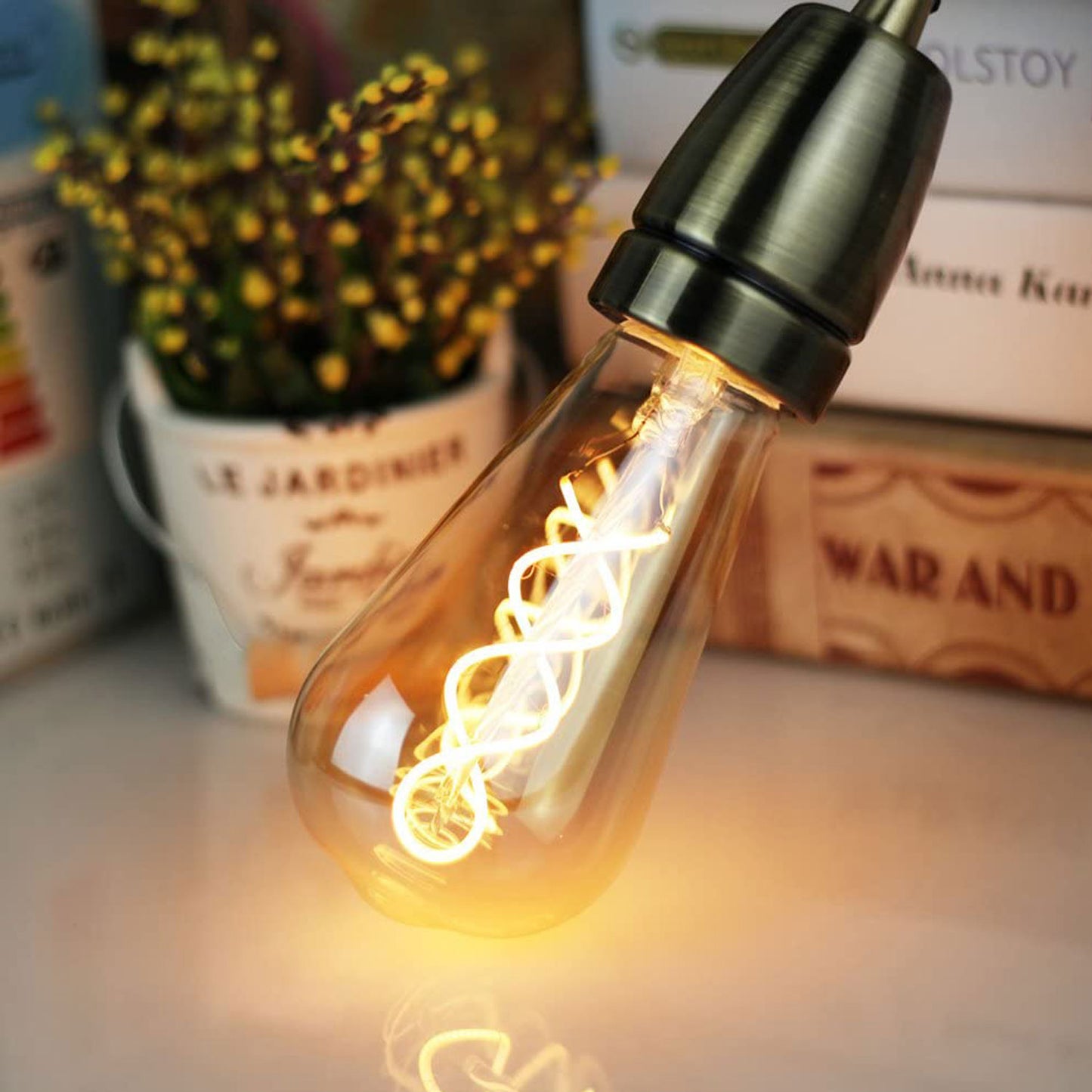 Edison Light Bulbs Dimmable 4W(40W Equivalent) - Warm White 2400K LED Vintage Light Bulbs,E26 Base,300LM, Antique Filament Amber Light Bulbs for Home,Cafe,Bar,Bedroom,6-Pack