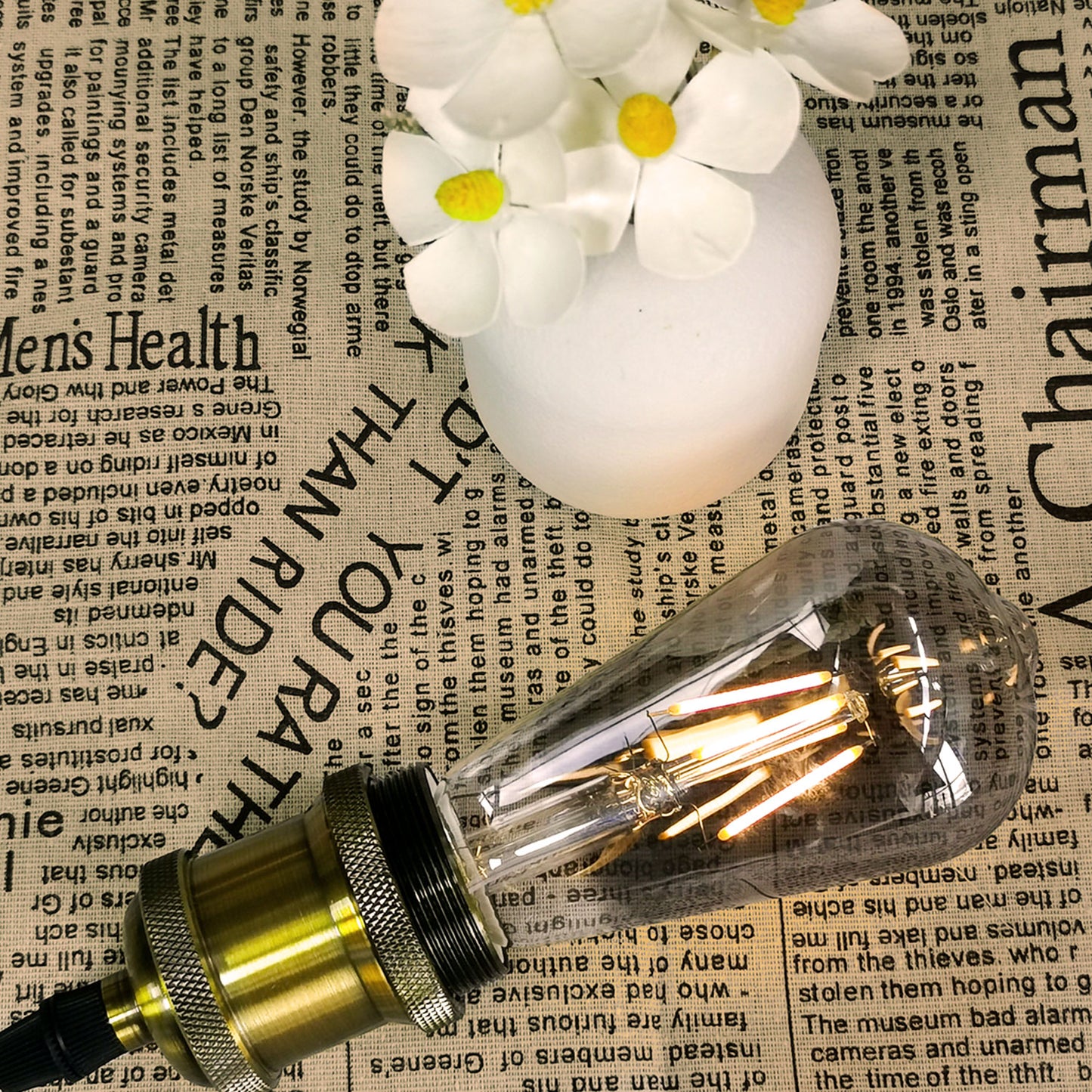 Roomrite LED Vintage Light Bulb, Edison Bulbs 4W (40W Equivalent) ST19 Warm Light Bulbs 2400K 300LM E26 Base,Non-Dimmable,Smoky-Gray Glass - 4 Pack